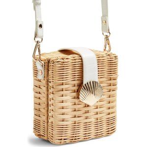 Topshop Small Shell Wicker Basket Crossbody Bag
